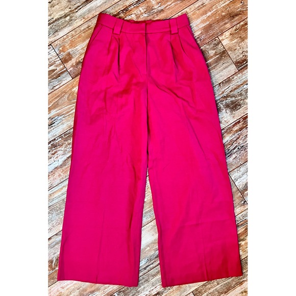 Express Pants - Express Wide Leg High Rise Trouser Pants Linen Blend Pink 4R NWT Barbiecore